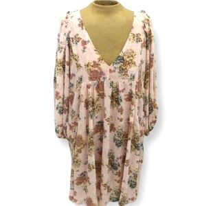 Umgee Floral Boho Puff Sleeve Dress